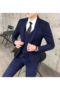 YT07-BLUNVWHCHEQ-3XL b Tuxedo Rental Sale Purchase Ready made Malaysia Kuala Lumpur Selangor