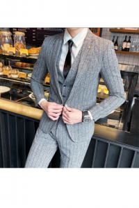 YT13-GRYLTBLKSTR-1XL Grey Light Stripes Tuxedo Rental Sale Purchase Ready made Malaysia Kuala Lumpur Selangor (3)
